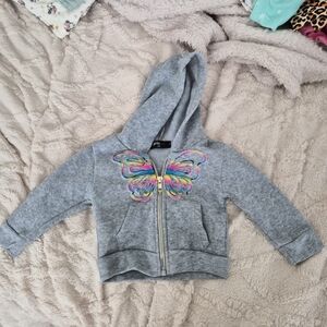 Baby Gray Hoodie with Multicolor Butterfly